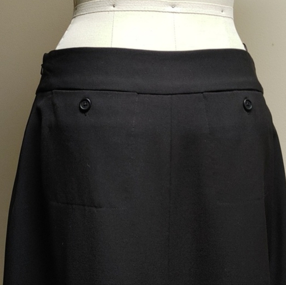 F. by Façonnable Black Semi-Wrap Gabardine Long Skirt Size L - Picture 11 of 11